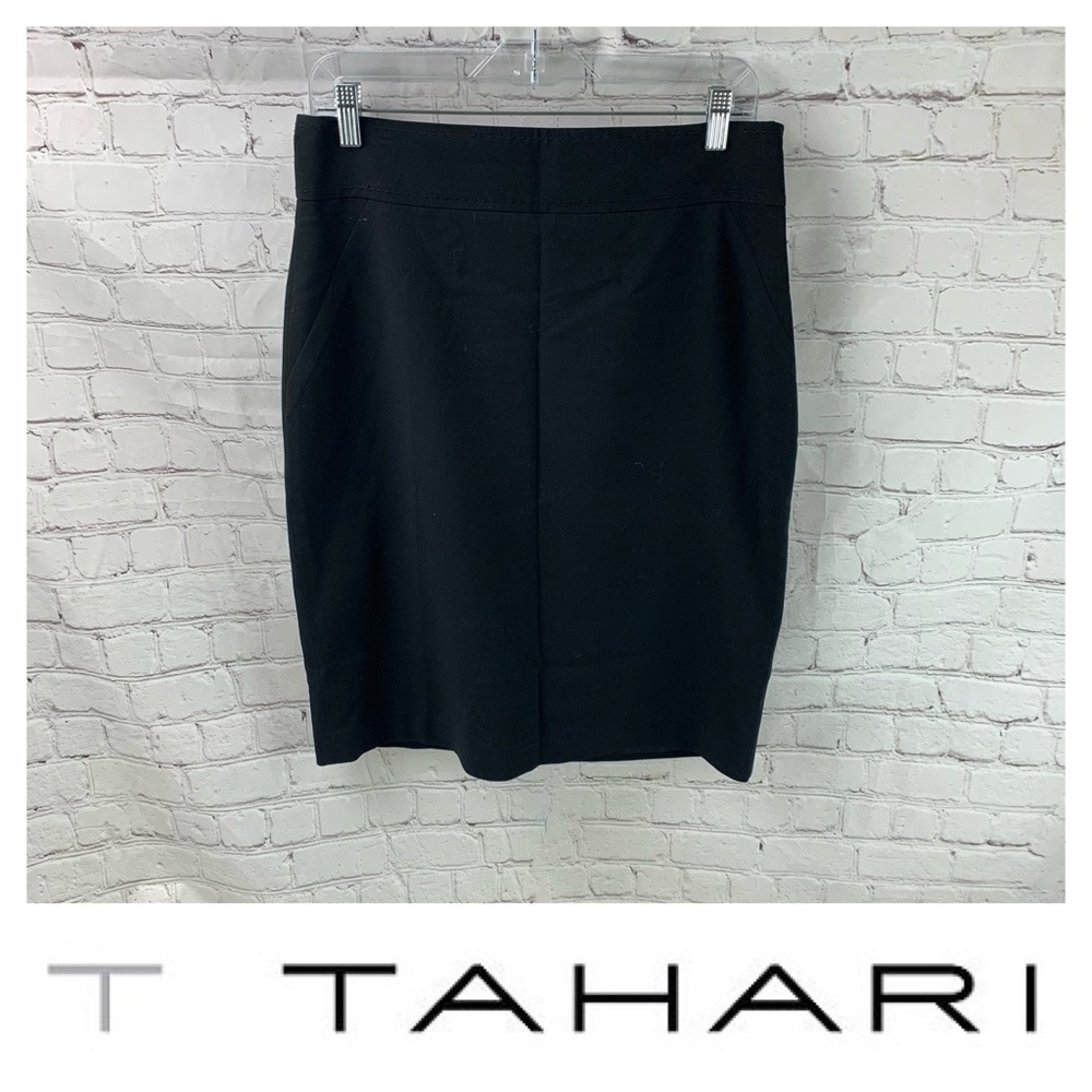 T Tahari Black Lined Pencil Skirt